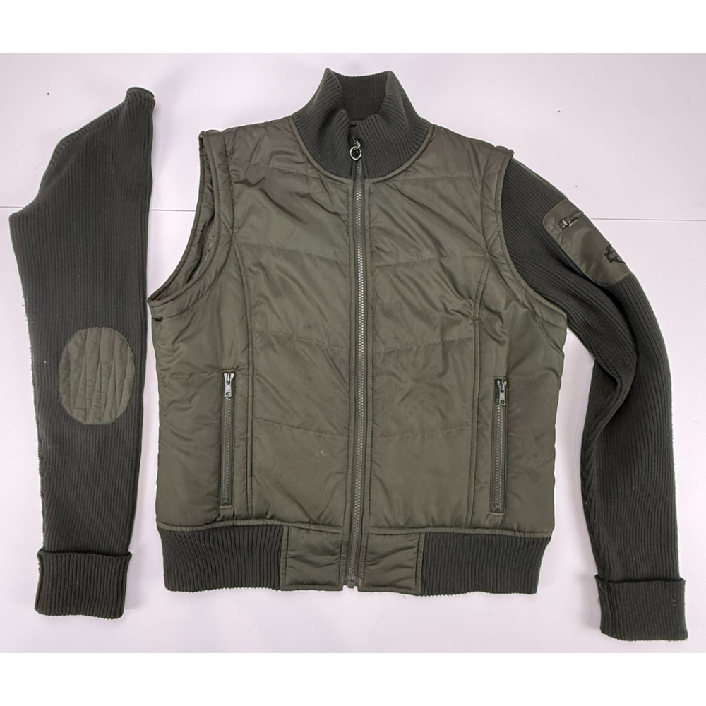 Harley Davidson Womens Convertible Jacket Vest Zip Off Sleeves Olive Motorcycle - Picture 5 of 7